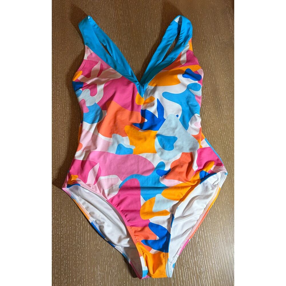 Michelle Mcdowell Ella Swimsuit One Piece Colorful Abstract V Neck Back